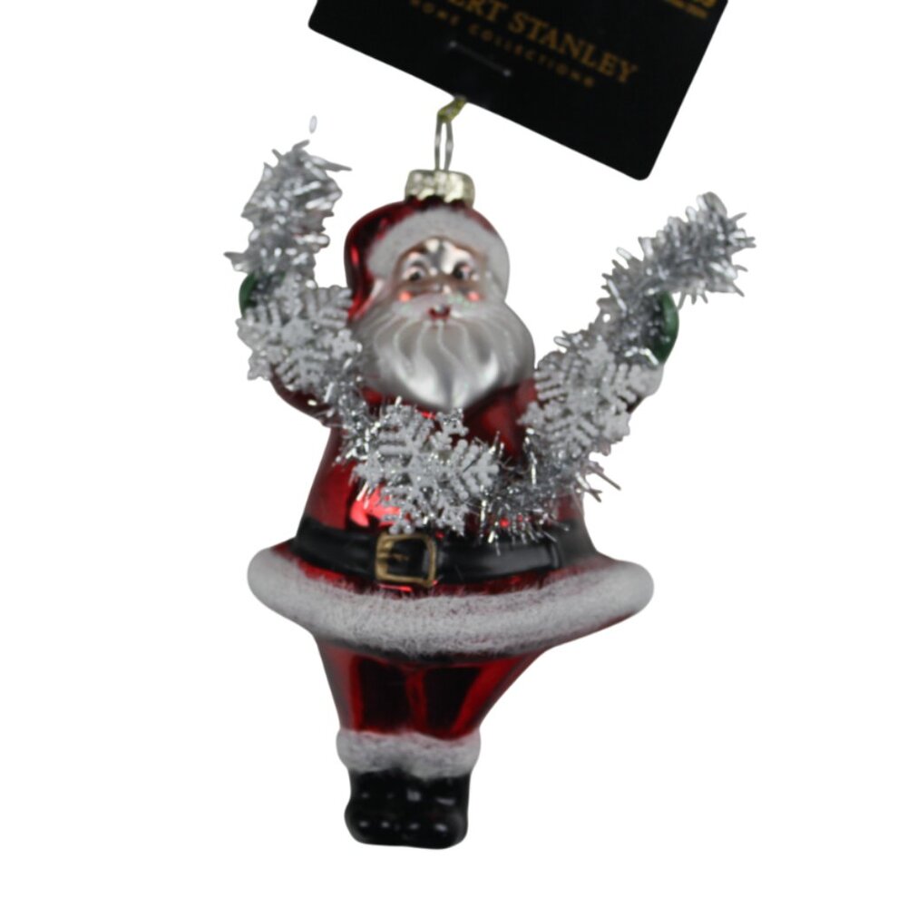 Robert Stanley Christmas Ornament Santa Claus Garland Snowflake Glitter 5" NWT